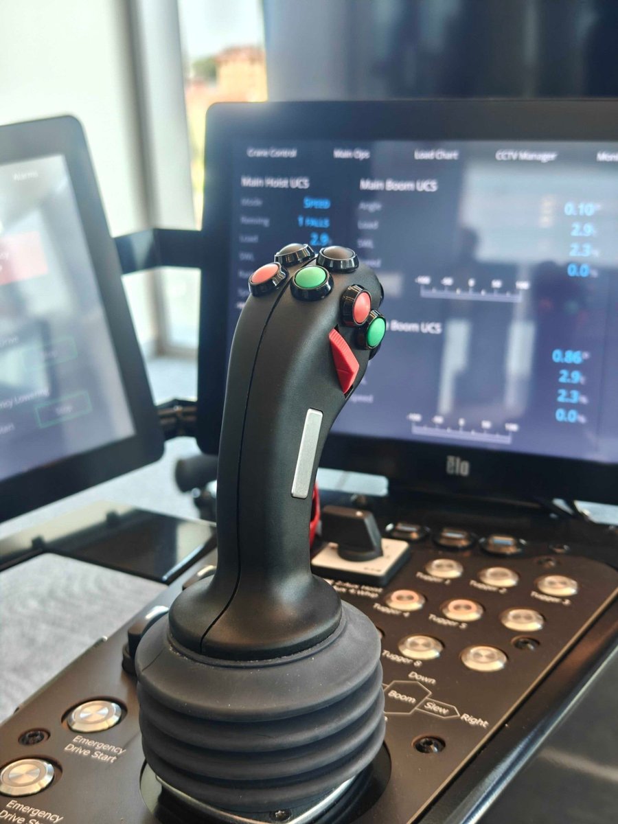 Crane joystick and control panel with buttons and switches Crane joystick and control panel with buttons and switches
